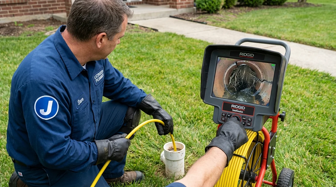 Sewer camera inspection being performed by Johns Plumbing LLC in Swansea