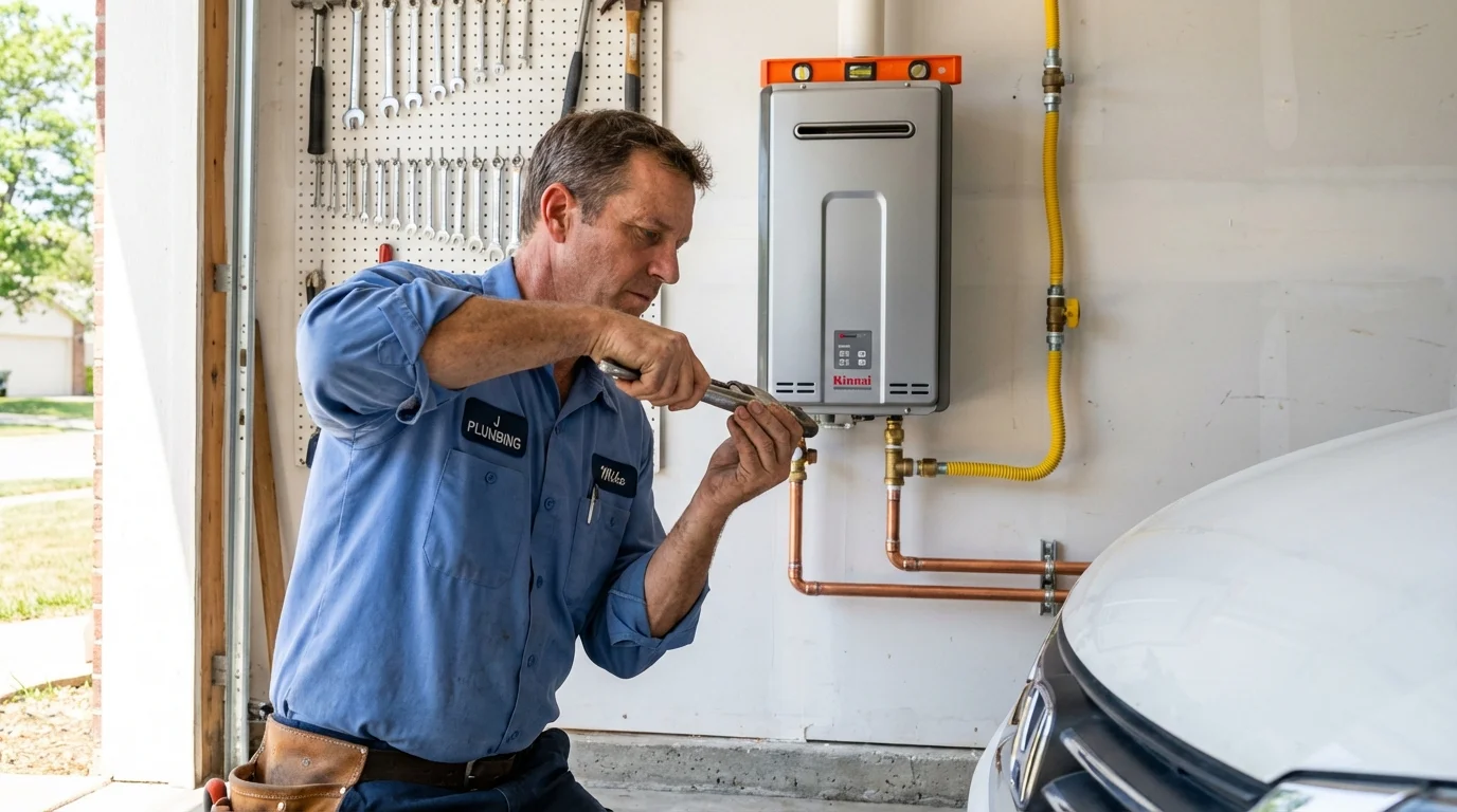Tankless water heater installation by a Johns Plumbing LLC plumber in Swansea